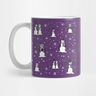 Snowman and Snowwoman Snowy Festive Pattern Digital Illustration Mug